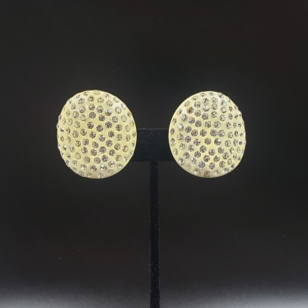 Vtg Catalin & clear rhinestone cuff & earring set - Picture 8 of 10
